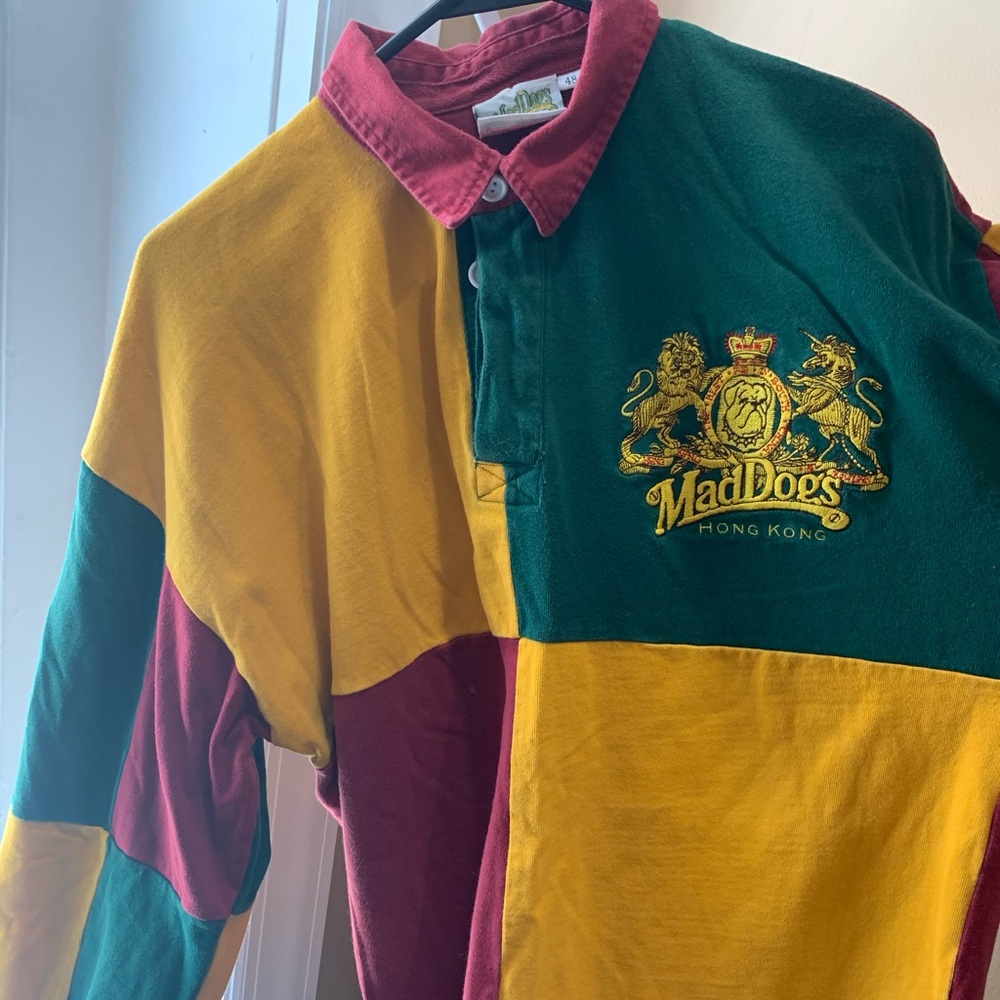 Vintage Rugby Style Long Sleeve Polo